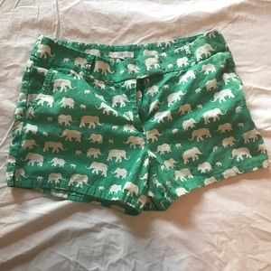 Loft green linen shorts